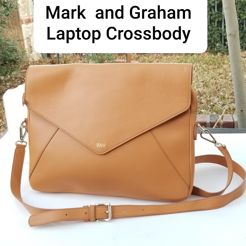 Mark & Graham Tan Laptop Crossbody Bag